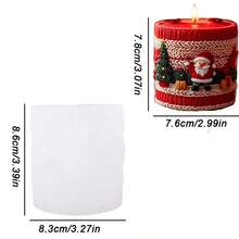 Christmas Series Candle Silicone Mold, Santa Claus Embossed Pillar Candle, Super Exquisite Knitted Texture, Suitable For Christmas Atmosphere Scented Candle Mold, Handmade DIY Plaster Decorative Ornaments, Create A Warm Holiday Tabletop Christmas Limited Edition! Knitted Style Silicone Candle Mold, DIY Atmosphere Tabletop Decorative Candle