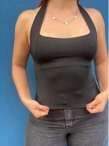 Women's Halter Cropped Top, Halter Neckline, Bare Back, Summer - 黑色 - 查看 4
