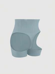 1pc Blue High Waist Slimming Shaping Pants, Tummy Control, Butt Lifting, Plus Size, Fashionable