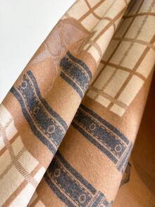 1pc Elegant Jacquard Horse Pattern Faux Cashmere Warm Scarf, Versatile Neck Warmer Shawl Suitable For Air-Conditioned Room, Autumn/Winter For Dress - Camel - View 4