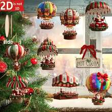 10 Pezzi Set di Ciondoli Fatti a Mano 2D per Serie Paracadute di Babbo Natale - Decorazione per Albero di Natale, Decorazione per la Casa e il Giardino, Regalo per Feste, Natale, Decorazioni Natalizie