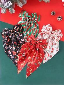 4 piezas Clips/Ganchos elegantes de Navidad para el cabello de mujer - Diseño impreso de muñeco de nieve/regalo/elemento navideño, lazos de cinta, accesorios para el cabello para recogidos parciales/fiestas de Navidad, pasadores de cabello, barrettes, accesorios lindos