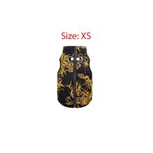 1pc Black Background Golden Dragon Totem Print Gourd Quilted Cotton Dog Coat With Back Zipper, Washable Pet Jacket Suitable For Large, Medium And Small Dogs, For Indoor Or Outdoor Wear