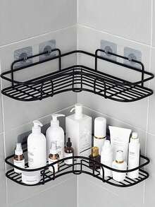 2 pièces Étagère de salle de bain murale, Étagère de rangement pour douche, Étagère de rangement triangulaire sans perçage pour salle de bain et cuisine, Accessoires de salle de bain