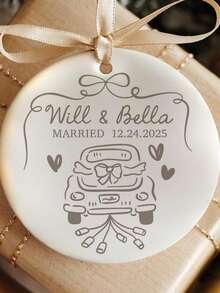Groom's First Christmas Commemorative Pendant In The New Year, Wedding Car Pendant, Personalized Wedding Gift, 2025 Couple Pendant, Bride And Groom Custom Gift, Groom's First Christmas Commemorative Gift In The New Year - Multicolor - View 5