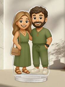 Custom Action Figure Portrait, Personalized Digital Portrait Art, Custom Photo To Cartoon Acrylic Plaque, Wedding Keepsake, Personalized Acrylic Keepsake, Anniversary Gift, Perfect Keepsake For Special, Personalized Photo Stand, Customized Acrylic Photo Ornaments, Ideal Gifts For Weddings, Birthdays Gifts, Multi-Functional, Durable, Ornamental, Reusable - C-photo Cartoon Round Bottom Stand - View 5