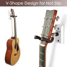 SNIGJAT Guitar Hanger, 2 Pack Hardwood Guitar Wall Mount Holder Stand For Acoustic Guitar, Bass, Banjo, Mandolin, Musical Instruments Accessories - 白色 - 查看 3