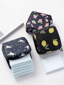 1 Pc Super Cute Portable Cartoon Female Sanitary Napkin Storage Bag, Ladies And Girls Menstrual Sanitary Napkin Bag, Large Capacity Storage Sanitary Napkin For Coins, Cosmetics, Tissues And Other Small Items, Suitable For Ladies Business Travel, Travel, Students Back To School