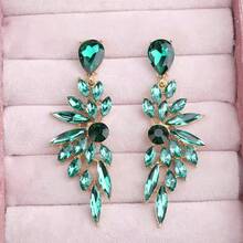 1 Pair European And American Fashion Synthetic Zirconia Long Wing Earrings, Exaggerated Personalized Earrings For Evening Party, Halloween Matching Earrings - Green - View 3