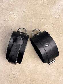 2件套哥特朋克风脚踝绑带，PU皮革腕带可调节脚部饰品，适合女性，节日狂欢万圣节派对角色扮演配饰 - 彩色 - 查看 1