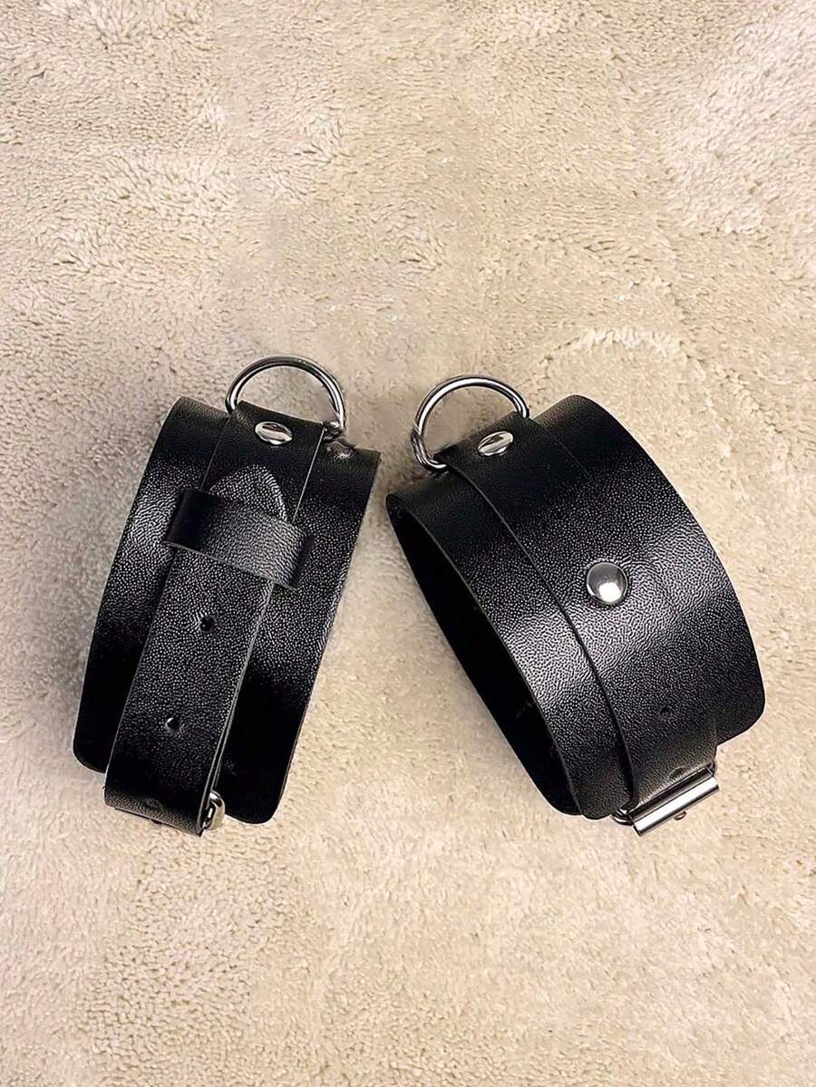 2件套哥特朋克风脚踝绑带，PU皮革腕带可调节脚部饰品，适合女性，节日狂欢万圣节派对角色扮演配饰 - 彩色 - 查看 1