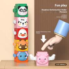 1 件 2025 趣味按压伸缩堆叠玩具，动物主题益智认知堆叠玩具，适合婴幼儿，儿童堆叠玩具，儿童益智玩具，儿童玩具，儿童生日礼物，儿童礼物 - 彩色 - 查看 5