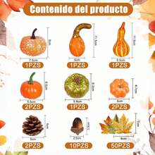 70 Decoraciones de Otoño, Calabazas de Halloween, Calabazas Decorativas de Otoño, Incluyendo Calabazas, Piñas, Bellotas y Hojas de Arce, Perfectas para Decoraciones de Halloween, Otoño y Acción de Gracias - 1 - Ver 4