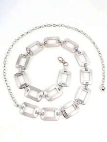 1 Peça Corrente de Cintura Geométrica Quadrada Listrada Minimalista Feminina, Acessório de Vestido, Presente para Festas e Ocasiões