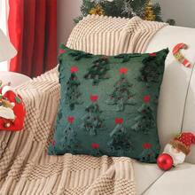1pc Christmas Tree Decorative Pillow Case, Soft Fluffy Luxury Throw Pillow Cover For Bedroom, Sofa, Christmas Holiday, Winter Home Decor