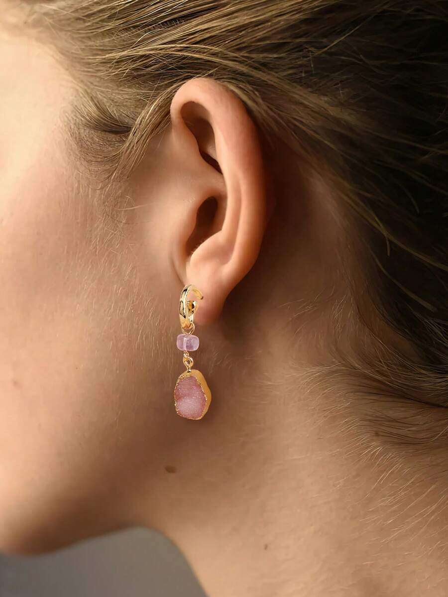 Nooxian Bông tai thả trang trí bằng đá tự nhiên