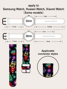 1pc Colorful Deer Head Soft Elastic Breathable Wristband Replacement Watch Band Compatible With Samsung, Garmin, Honor Smartwatches, Apple Watch 38mm 40mm 41mm 45mm 44mm 42mm 46mm 49mm, Fashionable Casual Multi-Color Silicone Strap Compatible With Apple Watch Ultra Series SE/11/10/9/8/7/6/5/4/3/2/1