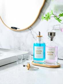 1pc 12OZ/350ML Mouthwash Dispenser, Coffee Syrup Bottle, Soy Sauce Vinegar Bottle, Bathroom Glass Mouthwash Rinser With Stainless Steel & Bamboo Sprout, Reusable Mouthwash Cup, Bamboo Tray And Stickers - Multicolor - View 16