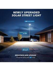 100000LM Solar Street Lights Outdoor, Commercial Parking Lot Light, 6500K Dusk To Dawn IP65 Security Flood Lights Motion Sensor Led Lamp For Basketball Court, Road, Yard - 黑色 - 查看 7