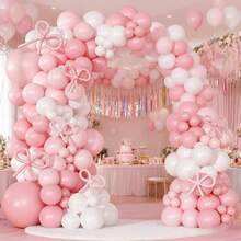 179pcs Pink And White Balloon Garland Arch Set, Perfect For Birthday Party, Pink Bow Theme Party, Bridal Shower, Wedding, Engagement, Baby Shower, Princess Tea Party And Other Party Supplies - 粉色 - 查看 9