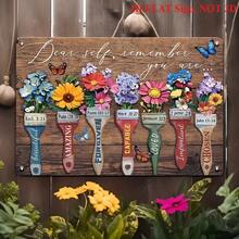 2D Flat Metal Tin Sign Christian Wall Art - 'Dear Self, Remember You Are...' - Bible Verse Paintbrush Floral Sign, 7.8 X 11.8 Inch Vintage Metal Decor For Home, Office, Or Church - Faith-Based Gift For Women, 2D Flat - 1PC - 查看 3
