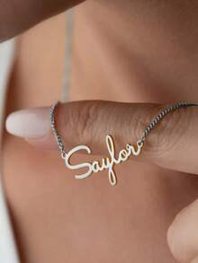 Customized Minimalist Elegant Personalized Multi-Chain, Multi-Font Selectable Pure English Letter Name Necklace, 18K Gold Plated Stainless Steel Material, Gold/Silver Color Options, Delicate Jewelry, Suitable For Couples, Friends, Family - Customizable Text/Name - Ideal Gift For Christmas, Valentine's Day, Birthday, Anniversary - Elegant His & Her Jewelry Matching, Necklace