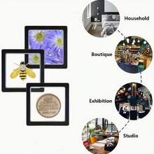 10pcs Clear Floating Jewelry Boxes With Black Borders - Dustproof, Moisture-Resistant, Stackable Storage Organizer - PE Plastic Film Display Cases For Necklace, Bracelet, Earring, Ring - Ideal For Jewelry Store, Home, Gift Packaging, Jewelry Organizer Storage, Personal Item Organizer, Square Display Case, Highquality Plastic, Home Organization, Sleek Packaging, Sturdy Construction, Boutique Owners