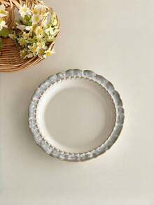 1 pièce/2 pièces Assiette en porcelaine fine à bord floral, assiette à dessert de style vintage français, assiette à fruits, assiette à gâteau, vaisselle de table pour la maison - Multicolore - Voir 11