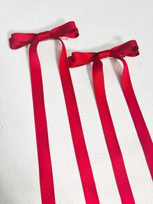 2pcs Ballet Style Long Ribbon Bow Hair Clip, Fashionable Hair Bows Cute Women Hair Accessory, Suitable For Daily Wear On Any Occasion Valentine's Day Valentines Hair Accessories For Women Claw Clips Hair Claws Hair Barrettes, School Stuff, Elegant, College, Hair Slide