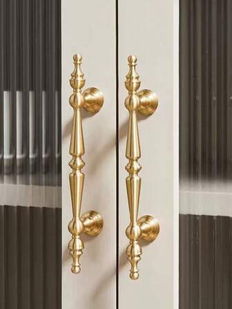 1 pieza Tirador de cajón de lujo minimalista de tono dorado de latón, adecuado para cajones, armarios, gabinetes, gabinetes para zapatos, gabinetes de cocina, gabinetes de habitación de adultos, muebles de madera maciza, material de latón de alta calidad, viene con tornillos