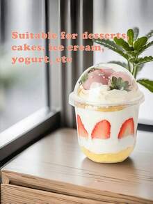250ml/360ml/500ml Transparent Plastic Summer Dessert Cup With Lid. A Multi-Purpose Bowl That Can Hold Yogurt, Pudding, Ice Cream, And Fruits. Suitable For Cakes, Mousse, Milkshakes, Yogurt, Ice Cream, Fruits, Parties, And Meals. - Multicolor - View 8