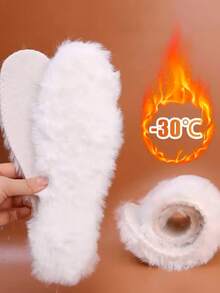 4pcsNatural Lamb Fleece Insoles Men Women Winter Keep Warm Insole Soft Wool Thicken Shoepad Cashmere Shoes Insert Thermal Shoe Pads - White - View 2