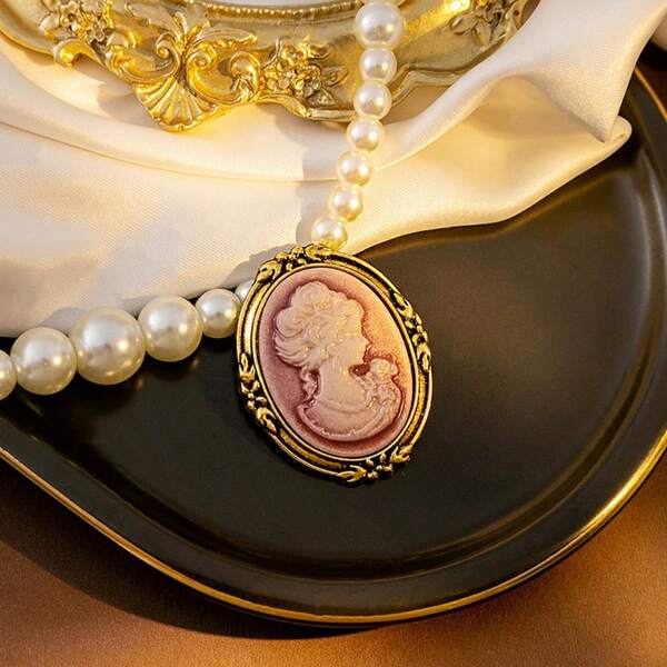 4 Hot-Selling European And American Medieval Relief Beauty Head Brooches, High-End Retro Palace Style Portrait Clothing Accessories Brooches, Ladies' Exquisite Birthday Gifts