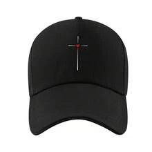 Unisex Polyester Baseball Cap, Sports Style, Soft Fabric With Slight Elasticity, Geometric Cross And Heart Pattern, Adjustable Buckle Closure - 黑色的 - 查看 1