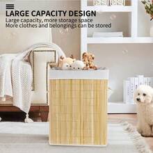 Cesta de lavandería de bambú, cesta de lavandería plegable de gran capacidad con asa, cesta de lavandería rectangular/redonda, ahorra espacio en dormitorios, baños, salas de lavandería, etc., un imprescindible para el hogar. Cesta de lavandería, cesta de lavandería, cesta de almacenamiento de baño, cesta, cesta de almacenamiento, cesta de lavandería plegable, cesta de almacenamiento.