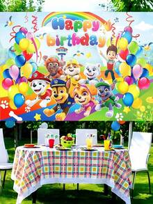 Paw Patrol Paw Patrol 1pc Paw Patrol Theme Photography Backdrop Cloth, Birthday Party Decoration Banner, Background Props, Atmosphere Background Cloth, Ceremony Background Cloth, Party Photo Banner