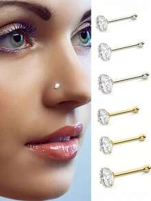 18K Gold Plated Elegant Nose Ring - Low Allergy, Seamless Design, Inlaid Sparkling Zirconia, Suitable For Men And Women, Ideal For Daily Wear Or Gift, Nose Jewelry - Multicolor - View 1