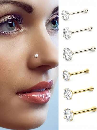 18K Gold Plated Elegant Nose Ring - Low Allergy, Seamless Design, Inlaid Sparkling Zirconia, Suitable For Men And Women, Ideal For Daily Wear Or Gift, Nose Jewelry