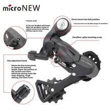 1pc MicroNEW Mountain Bike Rear Derailleur, 21/24/27/30 Speed Rear Derailleur For Road Bike, Mountain Bike Derailleur - Black - View 2
