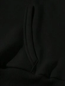 2025 HoodiesWomen's Slogan Print Thermal Lined Casual Loose Fit Hoodie Sweatshirt, Autumn/WinterLoose And Comfortablewinter Clothes For Women - 黑色2 - 查看 4