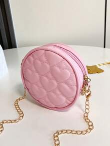 1pc Women's Embroidered PU Leather Small Round Shoulder Bag, Fashion Crossbody Bag