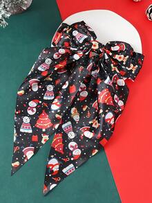 4 piezas Clips/Ganchos elegantes de Navidad para el cabello de mujer - Diseño impreso de muñeco de nieve/regalo/elemento navideño, lazos de cinta, accesorios para el cabello para recogidos parciales/fiestas de Navidad, pasadores de cabello, barrettes, accesorios lindos