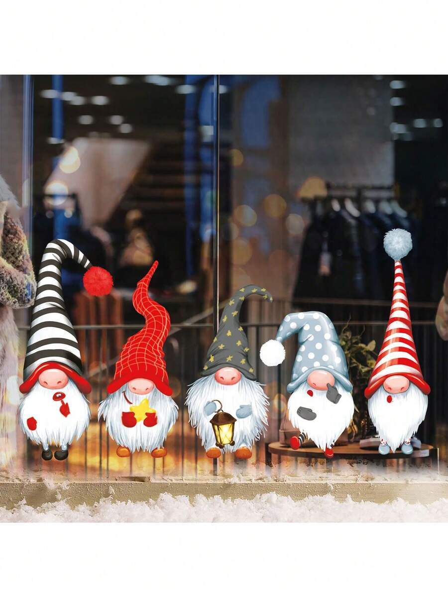 1pc Christmas Winter Window Sticker, Glass Wall Decal, Christmas Shop Door Window Sticker, Holiday Decoration Film, For Holiday Display, Seasonal Home Decor, Holiday Decoration, Classic Holiday Design, Christmas Sticker, Party Planner, Holiday Gift - Multicolor - View 1