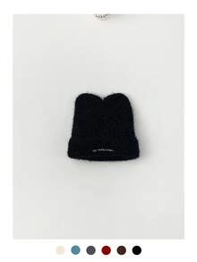 Cute Cat Ear Plush Hat, Thick Warm Ear Protection, Korean Sweet Makeup, Versatile Knit Cap, Autumn/Winter; Sweet Cute Cat Ear Plush Knit Hat, Warm, Versatile, Small Logo Knit Hat; Sweet Cute Cat Ear Plush Knit Hat, Warm, Versatile, Small Logo Knit Cap, Autumn/Winter