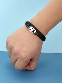 1pc Fashionable Men's Bracelet With Silver Gecko Decor, Versatile For Daily Wear, Perfect Gift, Essential For Going Out