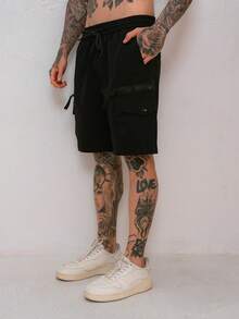 Men's Bermuda Shorts Summer Regular Fit Pocket Drawstring Beach Going Out Night Out Weekend Casual Holiday Sports Cycling Daily Baby Moon Garden Photoshoot Birthday Formal & Evening - 黑色 - 查看 4