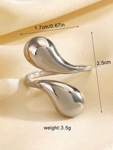 1pc Stainless Steel Fashionable Minimalist Geometric Water Drop Shiny Chunky Ring, Suitable For Women's Daily Wear