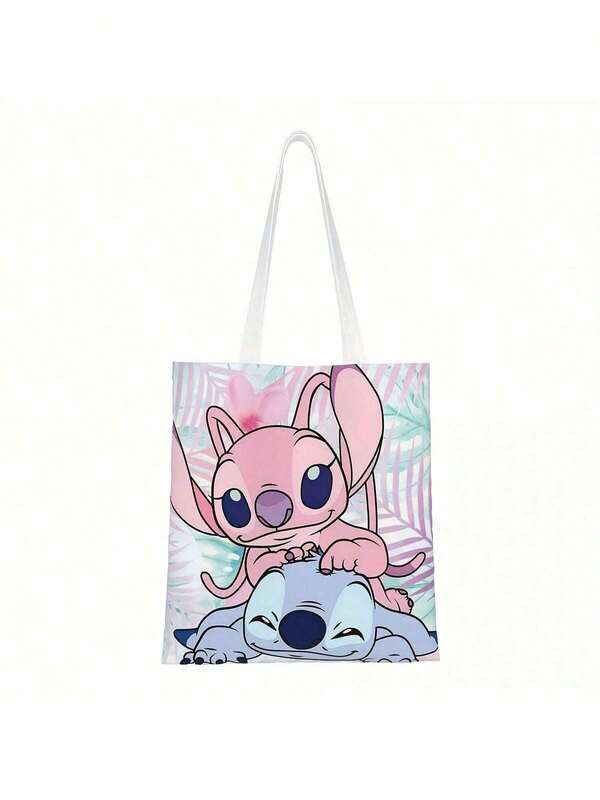 Sac à main Disney Stitch & Angel - Sac à main durable avec imprimé de dessin animé mignon, design à ouverture supérieure pour la mode féminine, lavable à la main pour un usage quotidien décontracté, portefeuille Disney, construction en tissu de qualité, sac à bandoulière