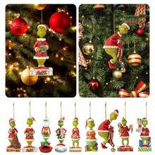 5pcs Grinchs 2025 New Christmas Decorations Hanging Ornaments, 2D Acrylic Christmas Tree Decorations, Car Decor, Christmas Atmosphere Decor, Party Favors