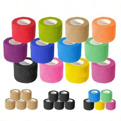 1/6/8/12/24/36 片装自粘绷带弹性绷带彩色运动胶带，纹身用品万圣节兽医绷带脚踝胶带纹身握把胶带纹身胶带纹身握把胶带弹性绷带纹身握把绷带纹身笔纹身用品，适合纹身初学者和经验丰富的纹身艺术家